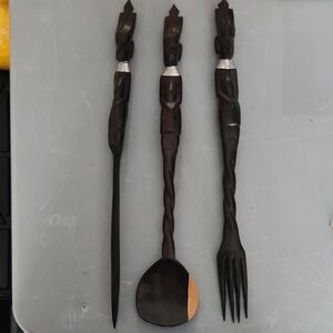 Handcrafted Black and Brown Dining Utensil Set